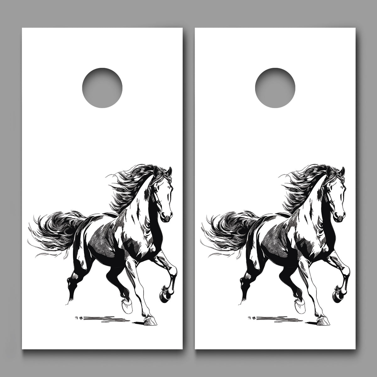 Horse Running Abstract on White Design Corn Hole Board Decal Wrap – Let ...