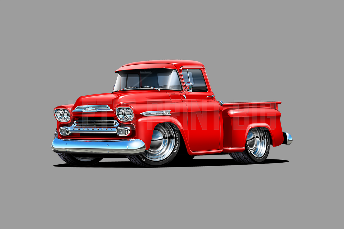 Car Art 1959 Apache Red Pickup Truck Wall Decal – Let's Print Big